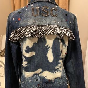 Gamecock hand designed jean jacket. Show your school spirit!